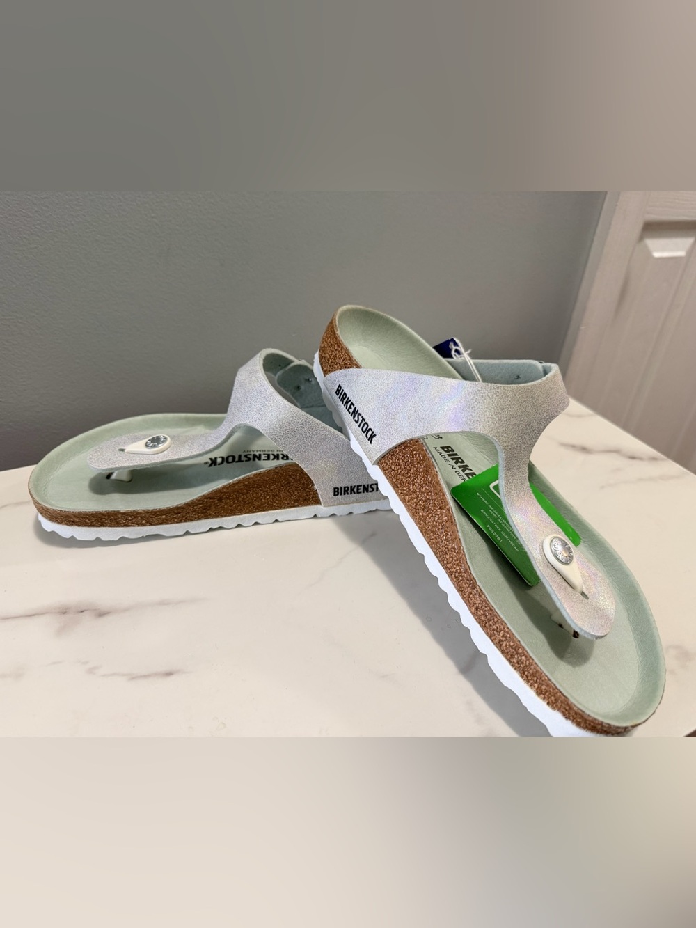 Birkenstock vegan Gizeh mint greenish Metallic Gizeh Thong Sandals